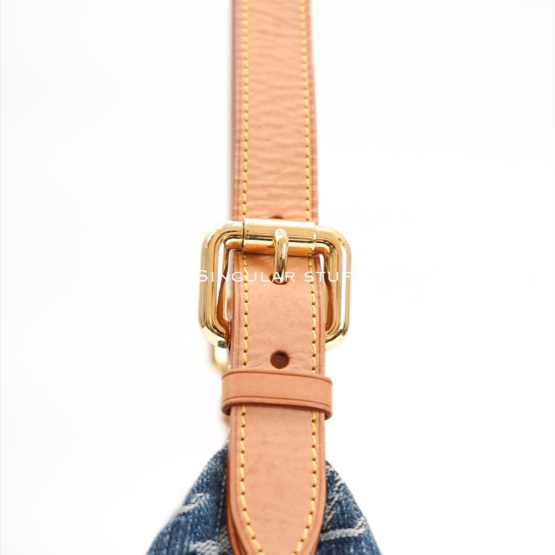 中古Louis Vuitton 藍色牛仔老花肩背包-17