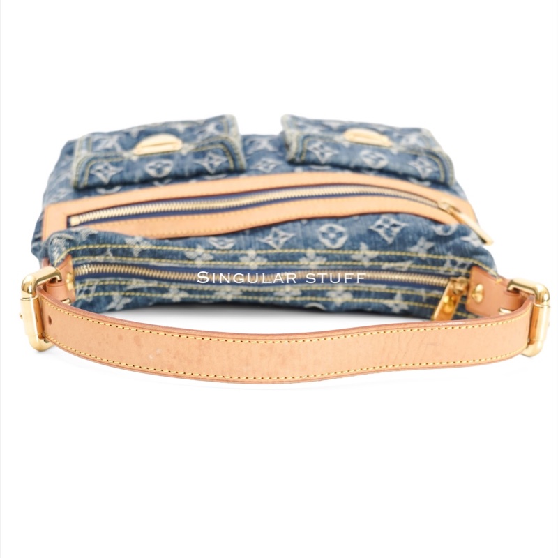 中古Louis Vuitton 藍色牛仔老花肩背包-18