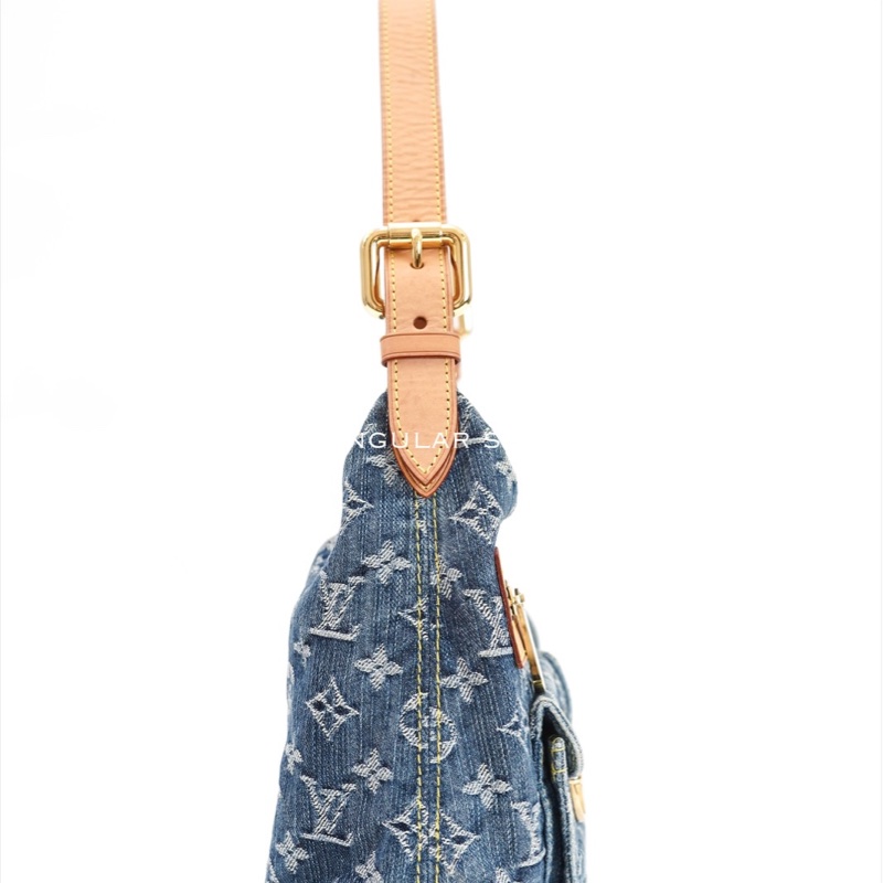 中古Louis Vuitton 藍色牛仔老花肩背包-19