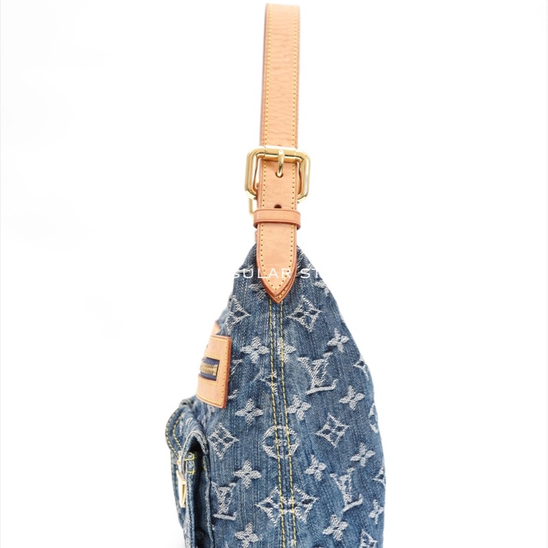中古Louis Vuitton 藍色牛仔老花肩背包-20