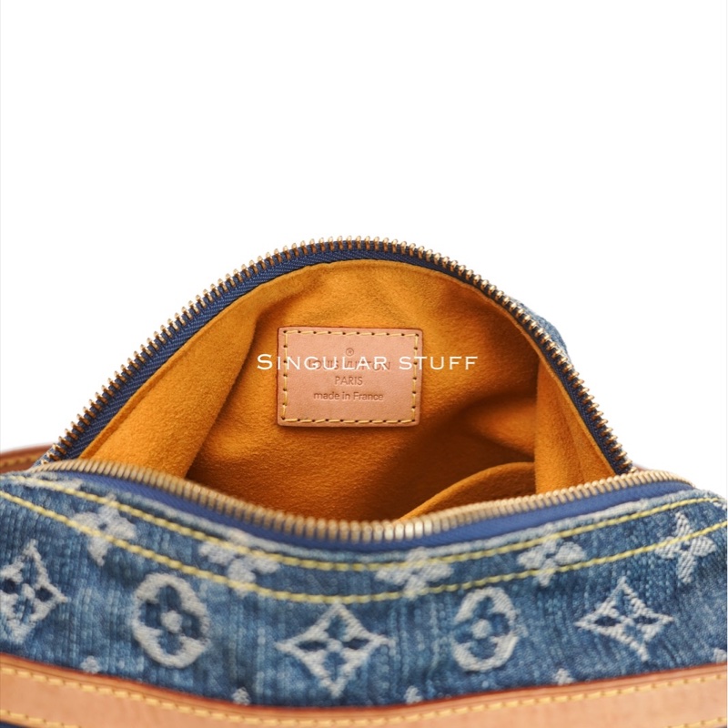 中古Louis Vuitton 藍色牛仔老花肩背包-21