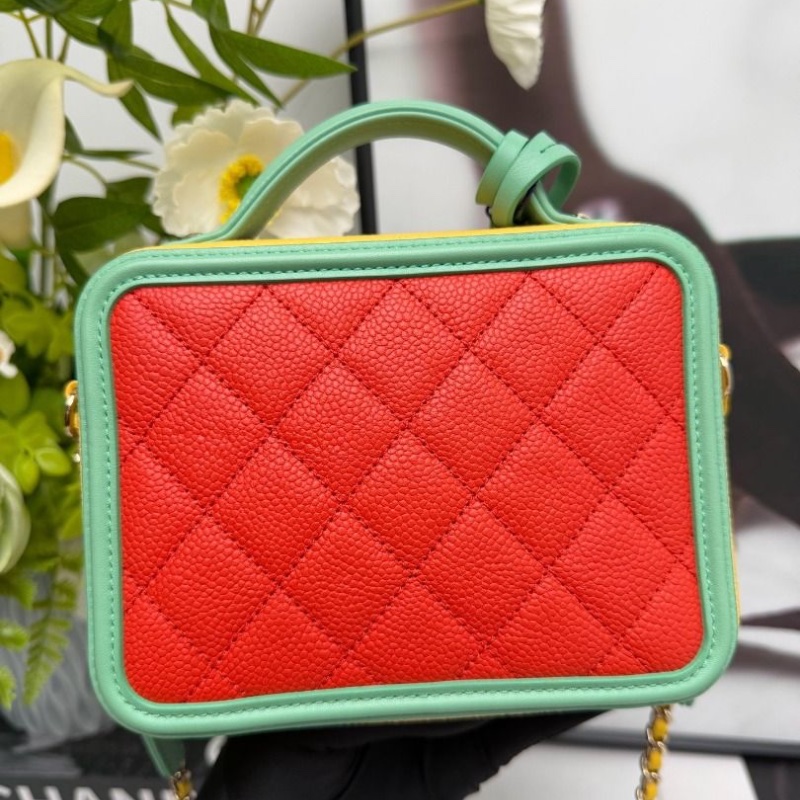 Chanel vanity casa 小號三拼色荔枝皮相機包 13* 17 *7 9新 配件塵袋-2