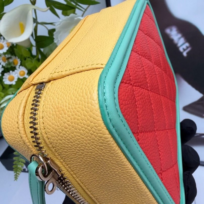 Chanel vanity casa 小號三拼色荔枝皮相機包 13* 17 *7 9新 配件塵袋-4