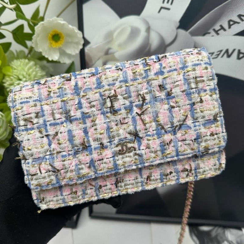 Chanel 限量款毛呢 編織woc發財包 12.3*19.2*3.5 9新 配件塵袋-1