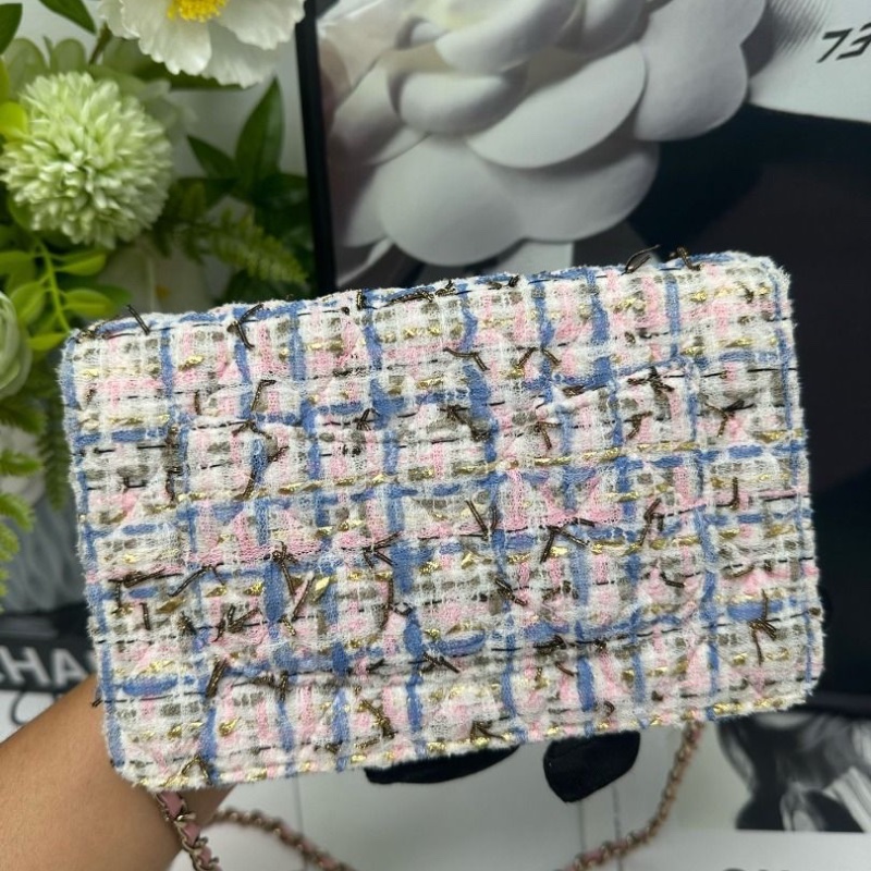 Chanel 限量款毛呢 編織woc發財包 12.3*19.2*3.5 9新 配件塵袋-2