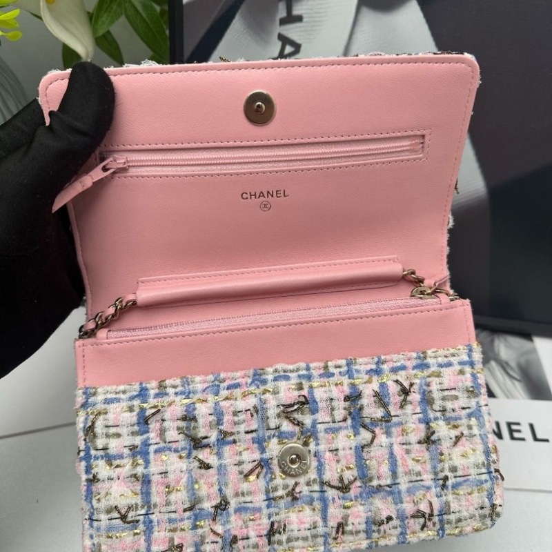 Chanel 限量款毛呢 編織woc發財包 12.3*19.2*3.5 9新 配件塵袋-5