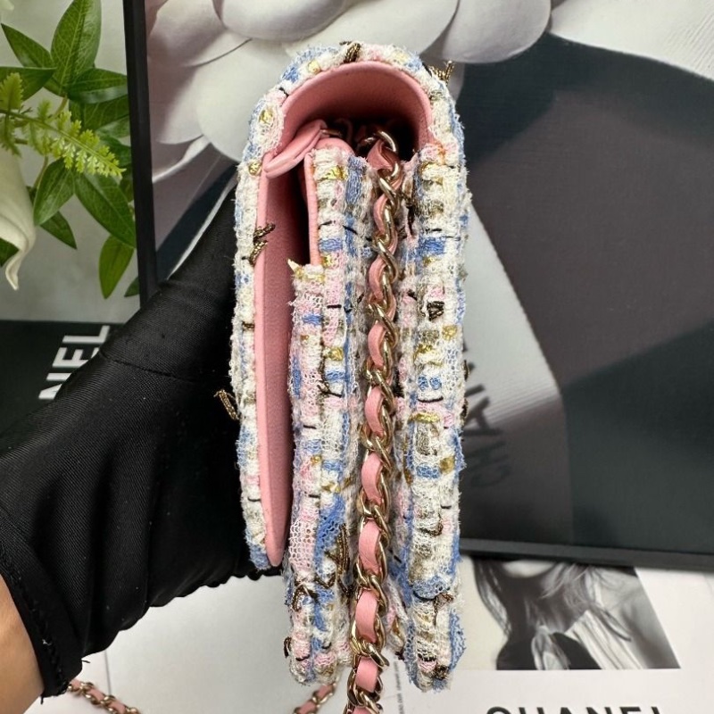 Chanel 限量款毛呢 編織woc發財包 12.3*19.2*3.5 9新 配件塵袋-6