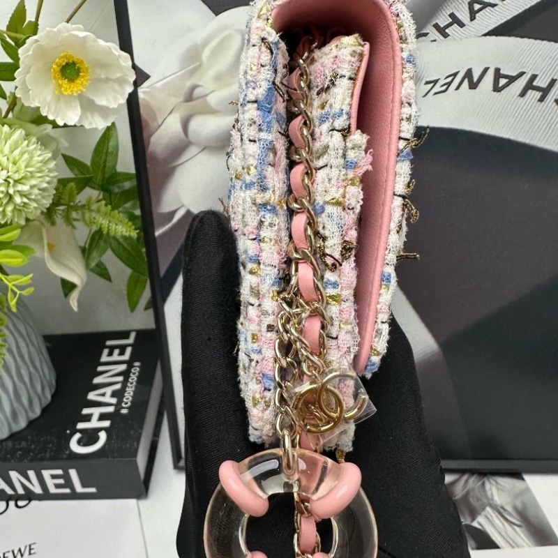Chanel 限量款毛呢 編織woc發財包 12.3*19.2*3.5 9新 配件塵袋-7