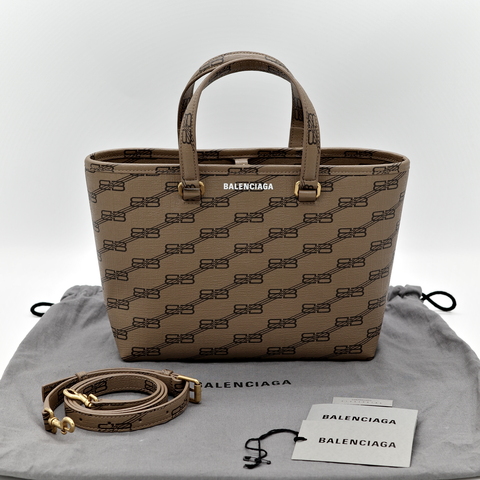 Balenciaga 巴黎世家 棕色 PVC 經典花紋 托特包 單肩包
