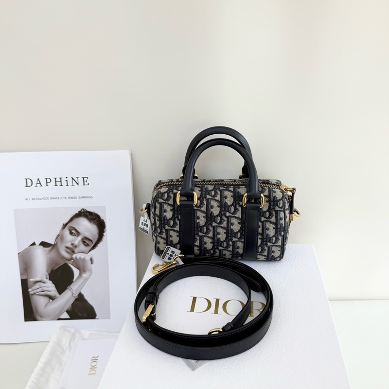 99新✨Dior 迪奧 Groove 16 nano刺繡老花波士頓手提包單肩包斜背包 2024年 金扣💛正品保障-1