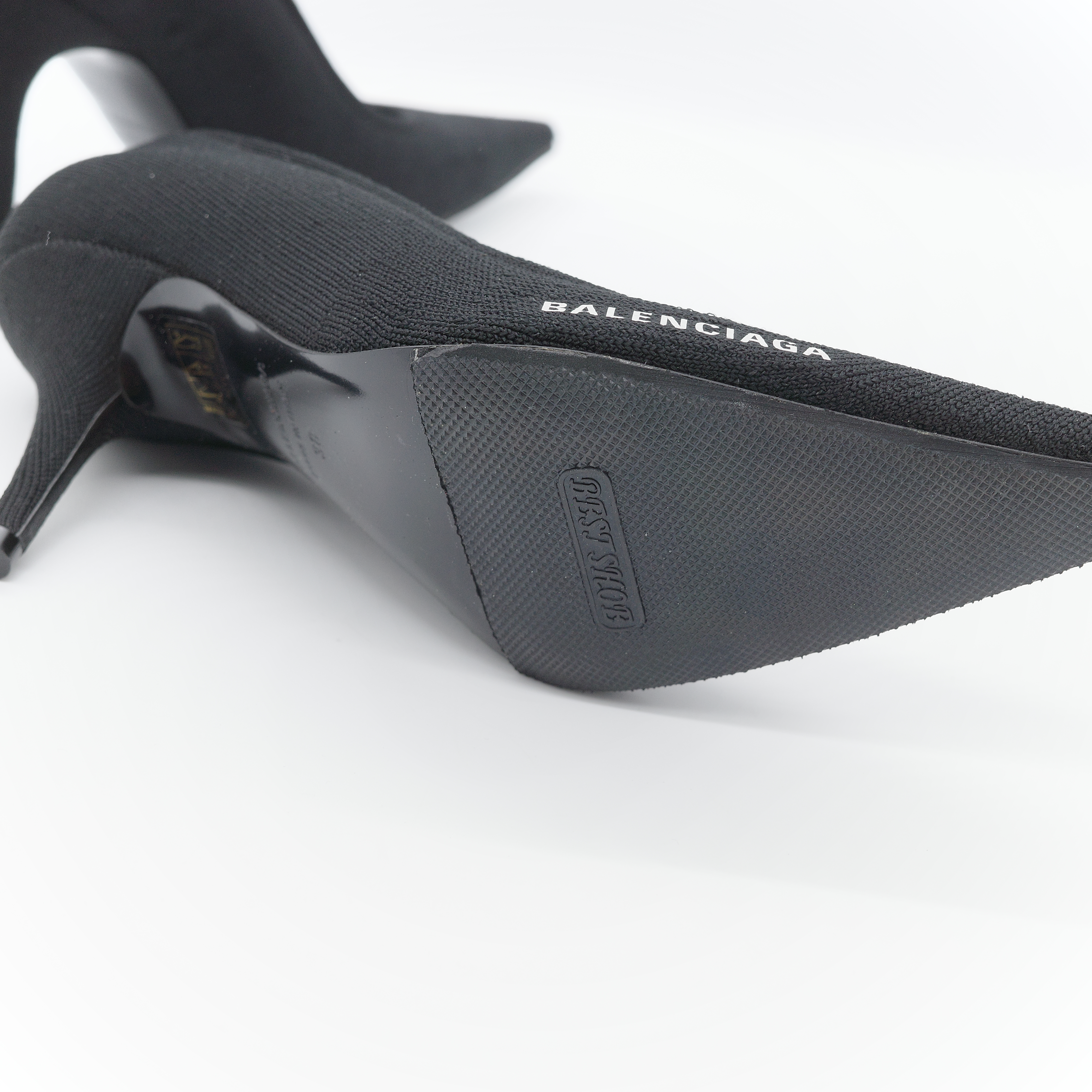 Balenciaga 巴黎世家 Knife 黑色 回收再生針織面料 尖頭細跟高跟鞋-7