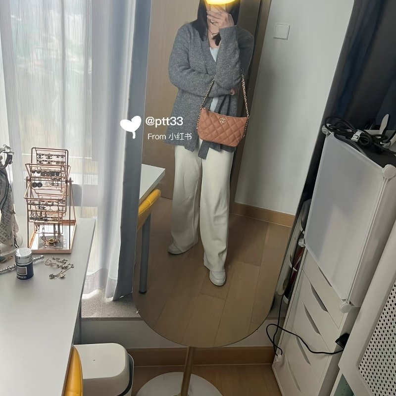 ️CHANEL 24P金扣荔枝牛皮hobo肩背腋下包 21*15*7 98新配件塵袋-0