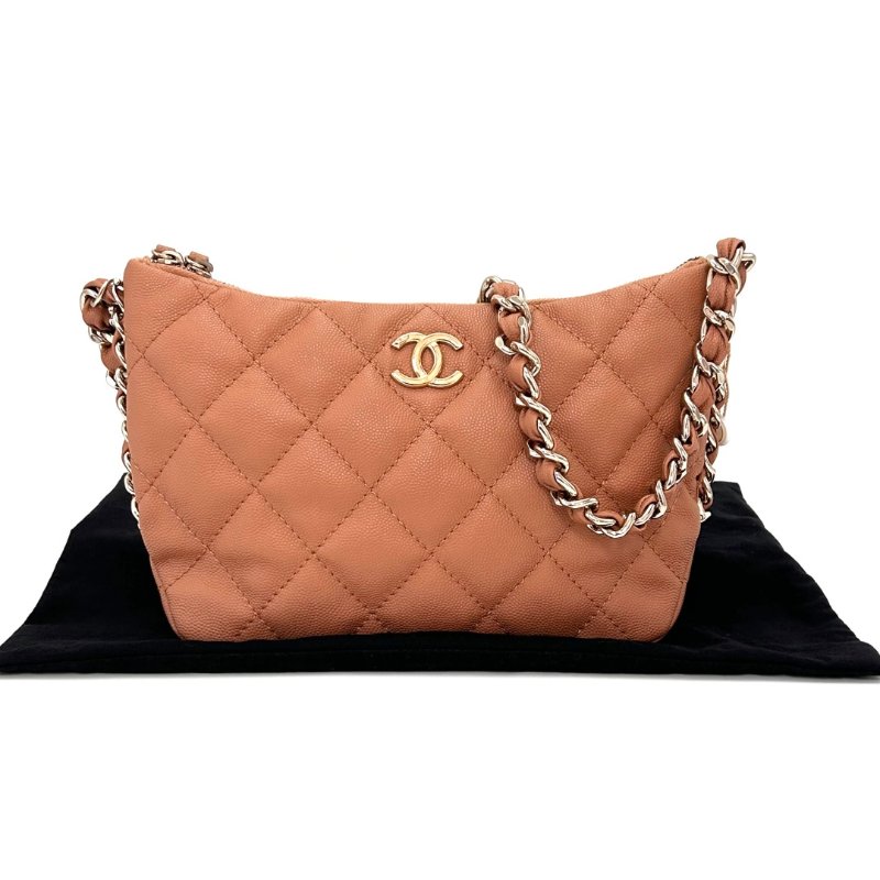 ️CHANEL 24P金扣荔枝牛皮hobo肩背腋下包 21*15*7 98新配件塵袋-1