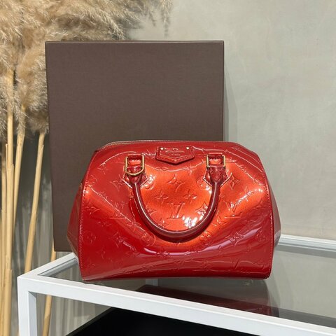 LOUIS VUITTON 漆皮波士頓手提包 - 紅