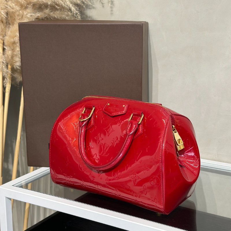 LOUIS VUITTON 漆皮波士頓手提包 - 紅-10