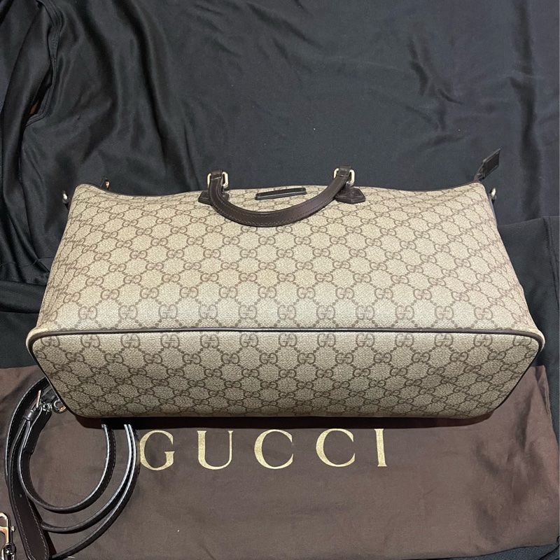 Gucci Tote經典老花兩用拉鏈大托特包 側背包（40x14x25)-9