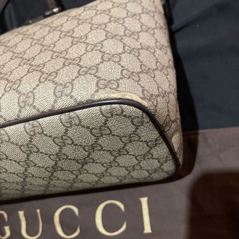 Gucci Tote經典老花兩用拉鏈大托特包 側背包（40x14x25)-10