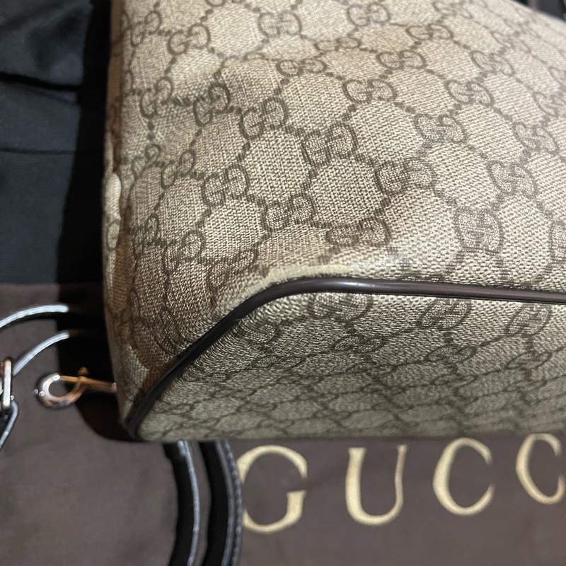 Gucci Tote經典老花兩用拉鏈大托特包 側背包（40x14x25)-13