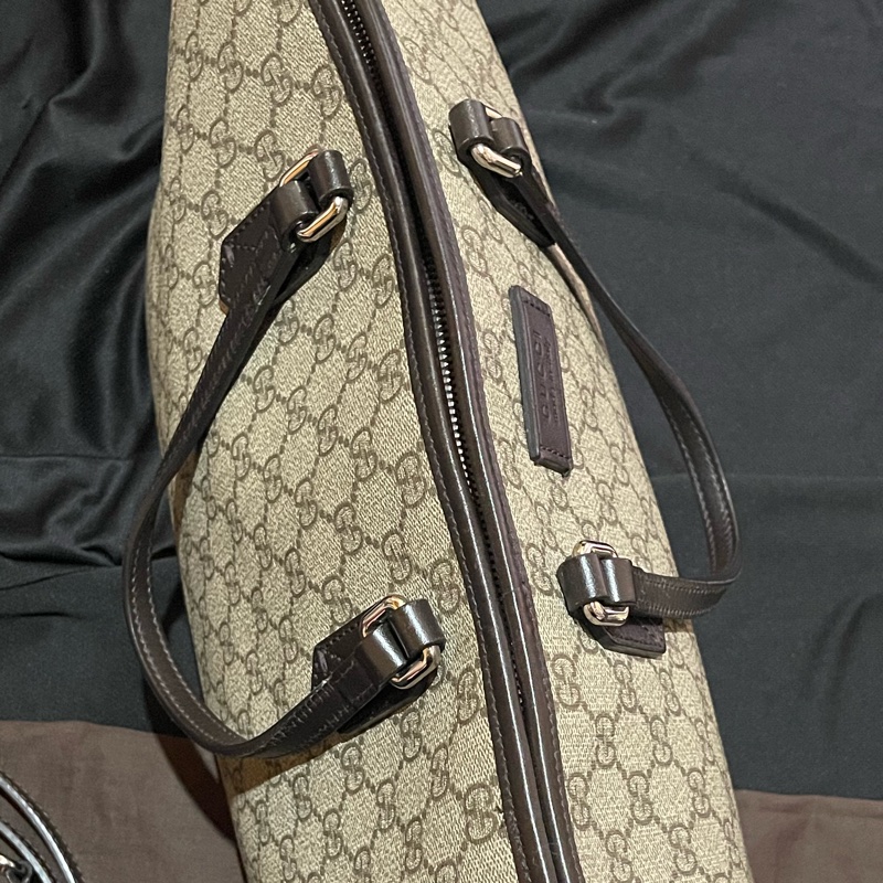 Gucci Tote經典老花兩用拉鏈大托特包 側背包（40x14x25)-29