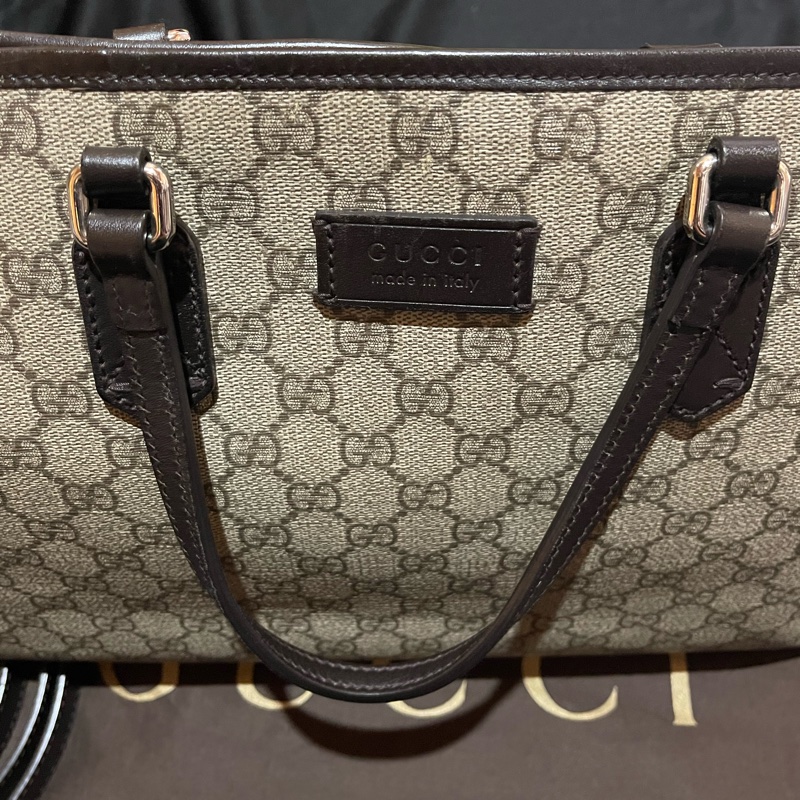 Gucci Tote經典老花兩用拉鏈大托特包 側背包（40x14x25)-30