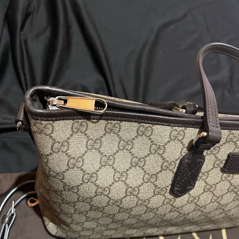 Gucci Tote經典老花兩用拉鏈大托特包 側背包（40x14x25)-37