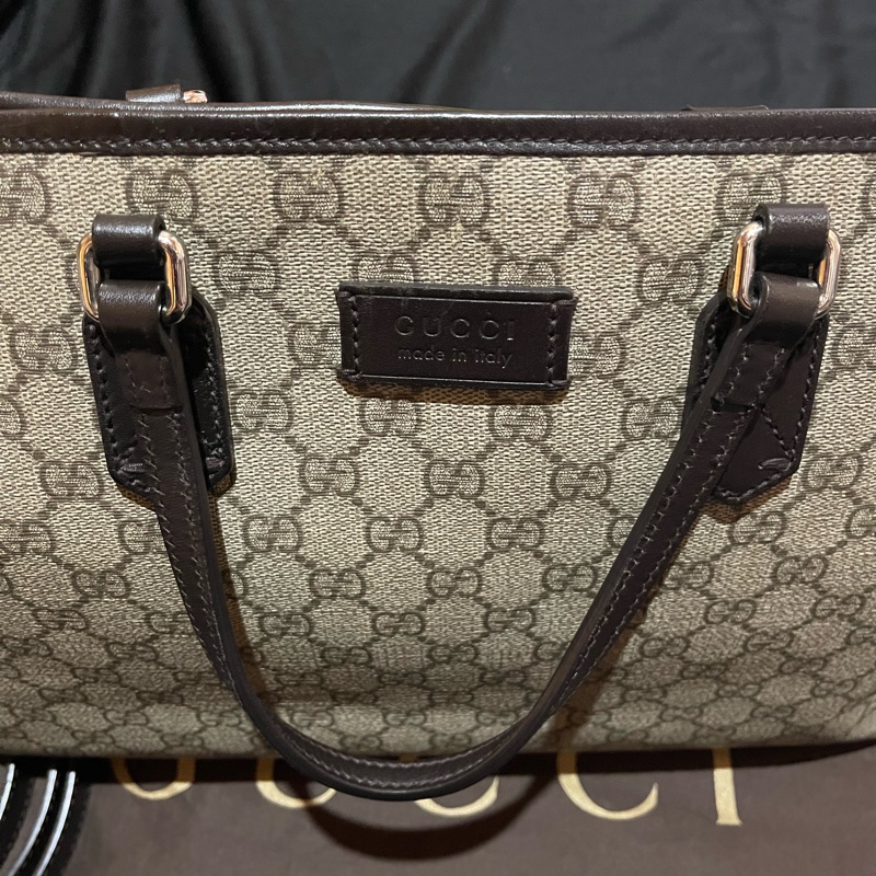 Gucci Tote經典老花兩用拉鏈大托特包 側背包（40x14x25)-38