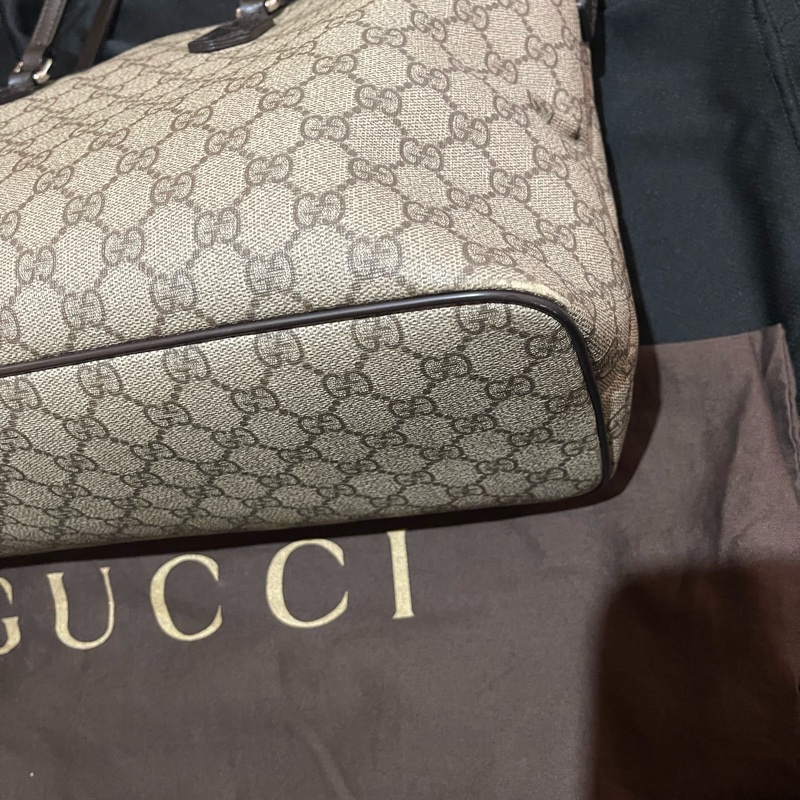 Gucci Tote經典老花兩用拉鏈大托特包 側背包（40x14x25)-46