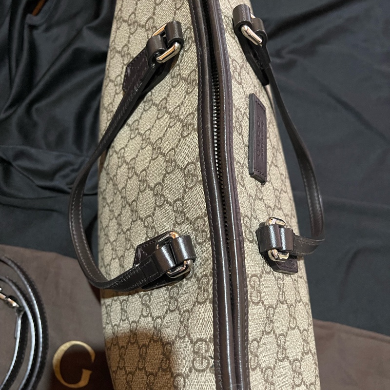 Gucci Tote經典老花兩用拉鏈大托特包 側背包（40x14x25)-55