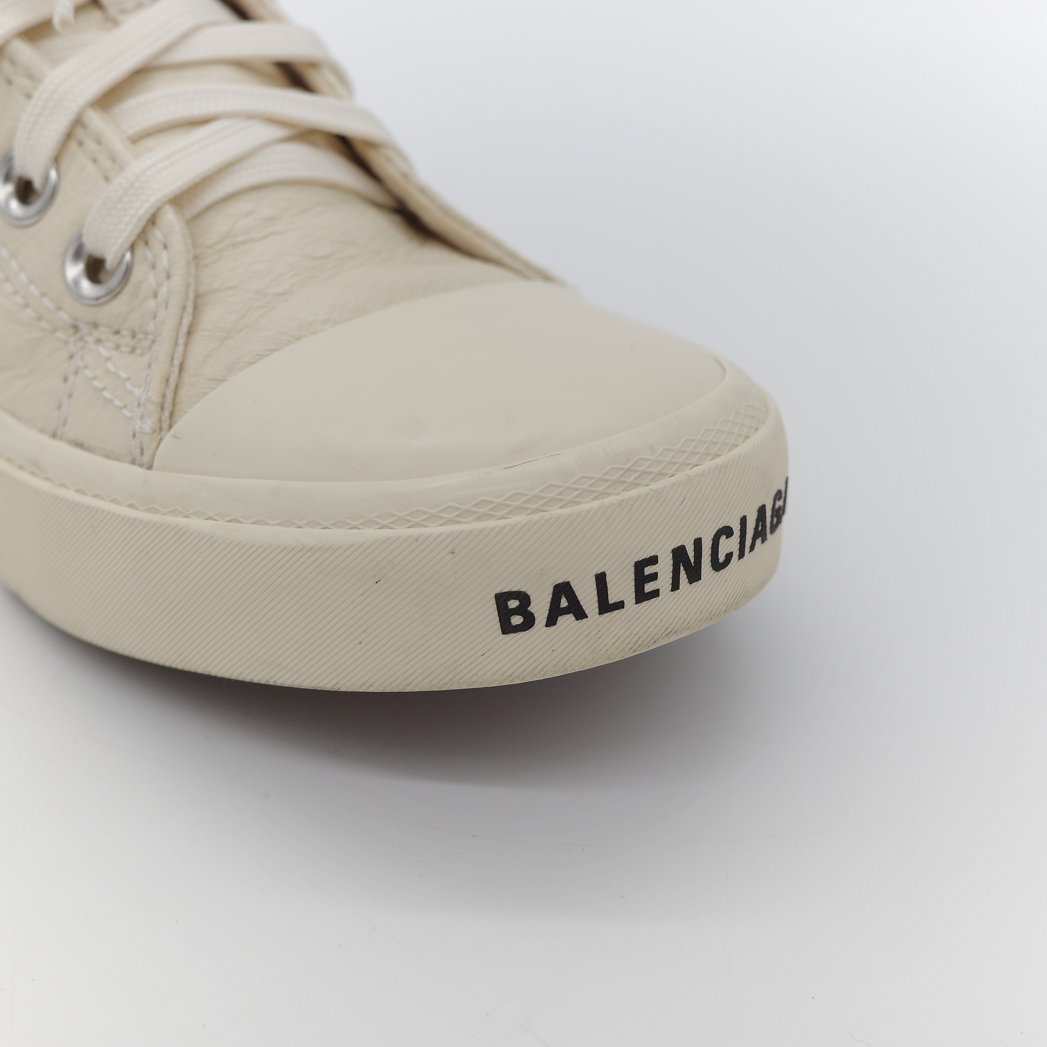Balenciaga 巴黎世家 Paris 奶油色 皮革 低筒運動鞋-4