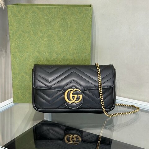 GUCCI Marmont Matelasse新款斜背包 - 21 黑金