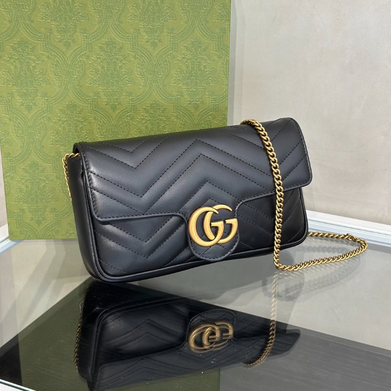 GUCCI Marmont Matelasse新款斜背包 - 21 黑金-2