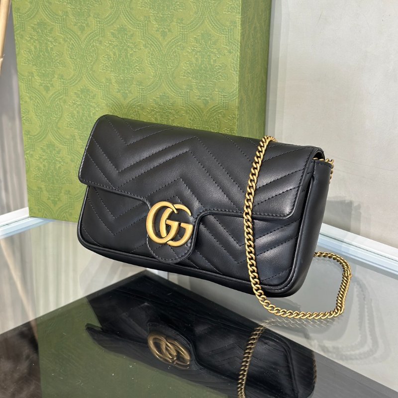 GUCCI Marmont Matelasse新款斜背包 - 21 黑金-3