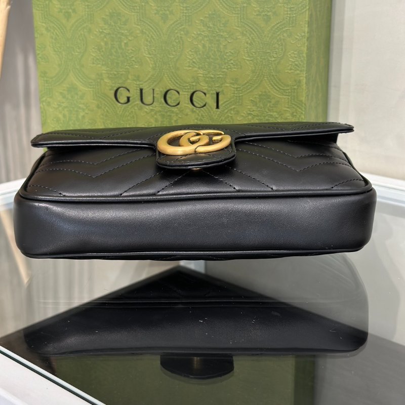 GUCCI Marmont Matelasse新款斜背包 - 21 黑金-5