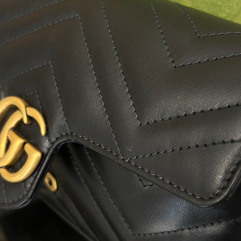GUCCI Marmont Matelasse新款斜背包 - 21 黑金-6