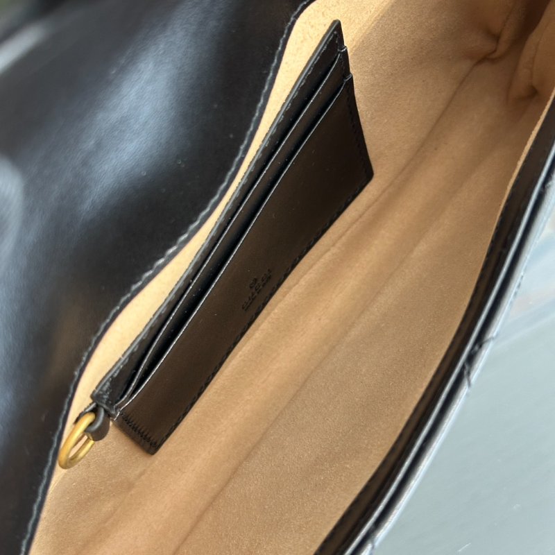 GUCCI Marmont Matelasse新款斜背包 - 21 黑金-10
