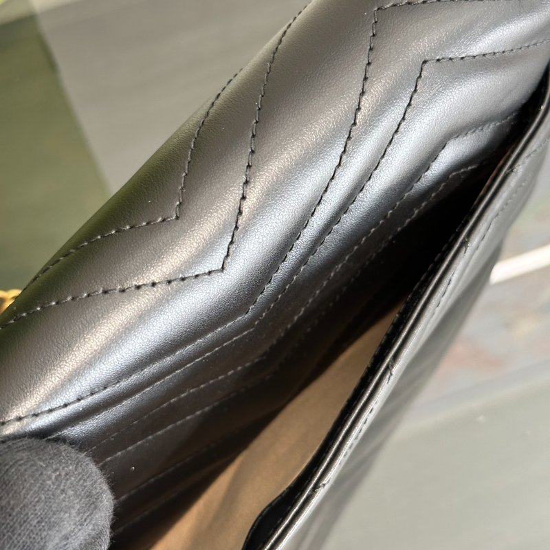 GUCCI Marmont Matelasse新款斜背包 - 21 黑金-12
