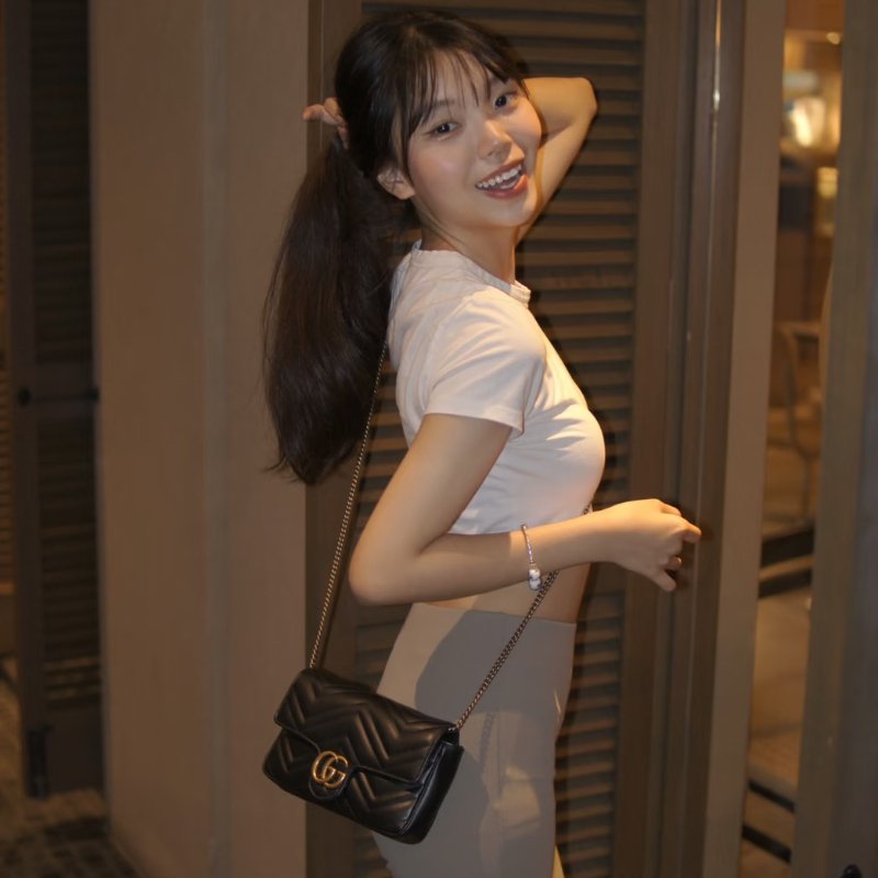 GUCCI Marmont Matelasse新款斜背包 - 21 黑金-18