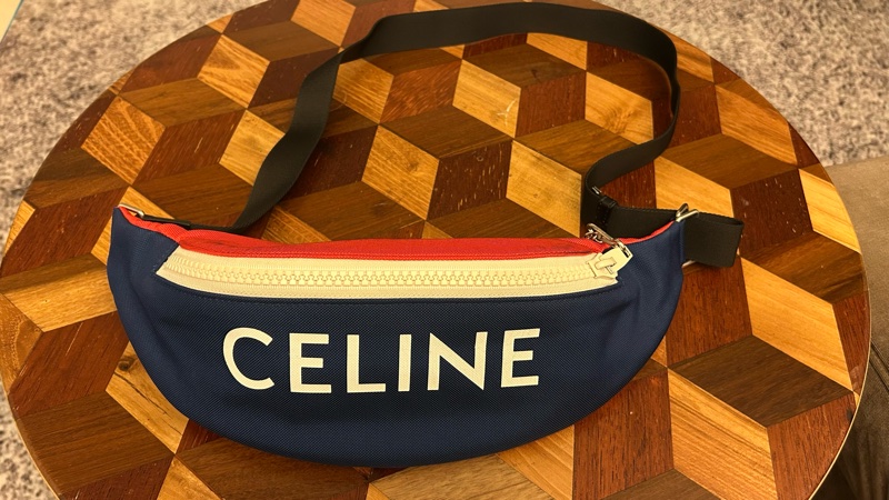 Celine 紅藍撞色腰包-1