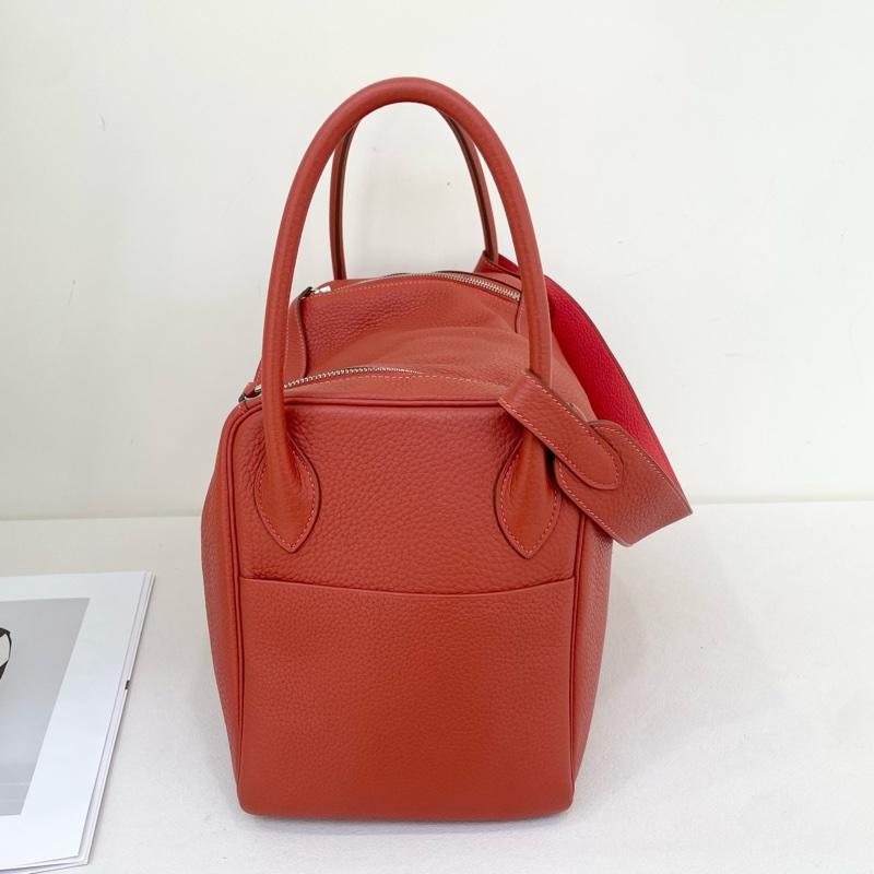 99新✨正品❤️愛馬仕/Hermes Lindy34 芍藥粉手提包單肩包斜背包 銀扣 togo皮 框R刻-1