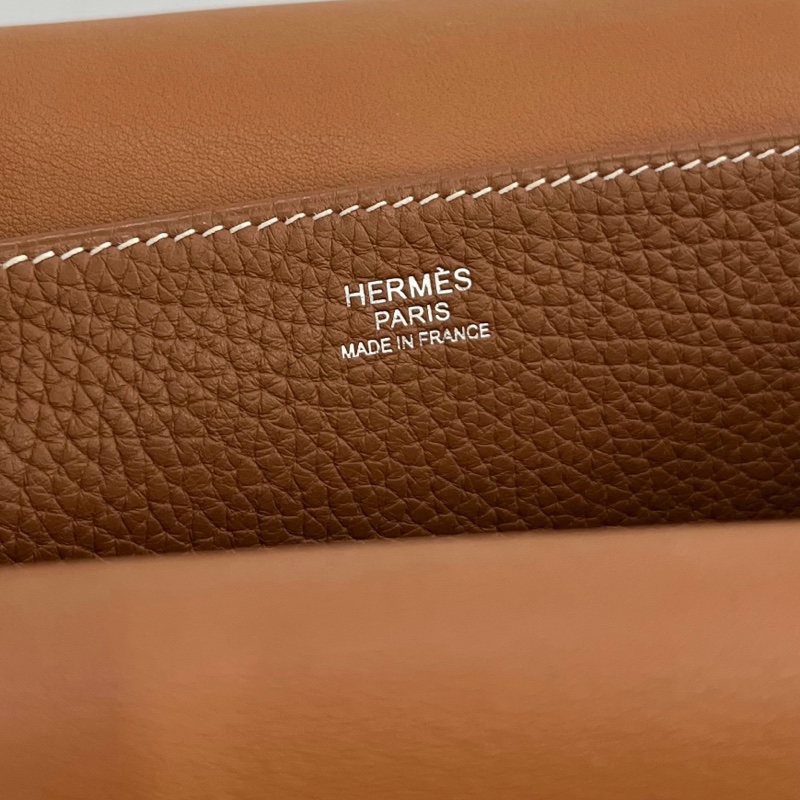 🤎正品Hermes/愛馬仕Halzan31金棕色手提包 銀扣tc皮 C刻99新✨-8