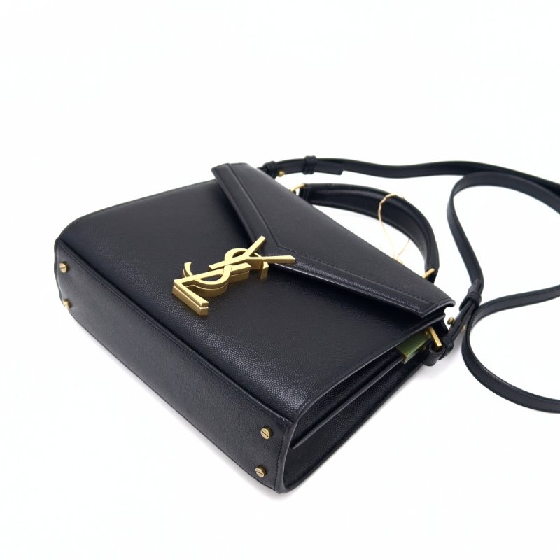 YSL CASSANDRA黑金魚子醬皮手提肩背信封包 20*16*7 98新配件塵袋-2