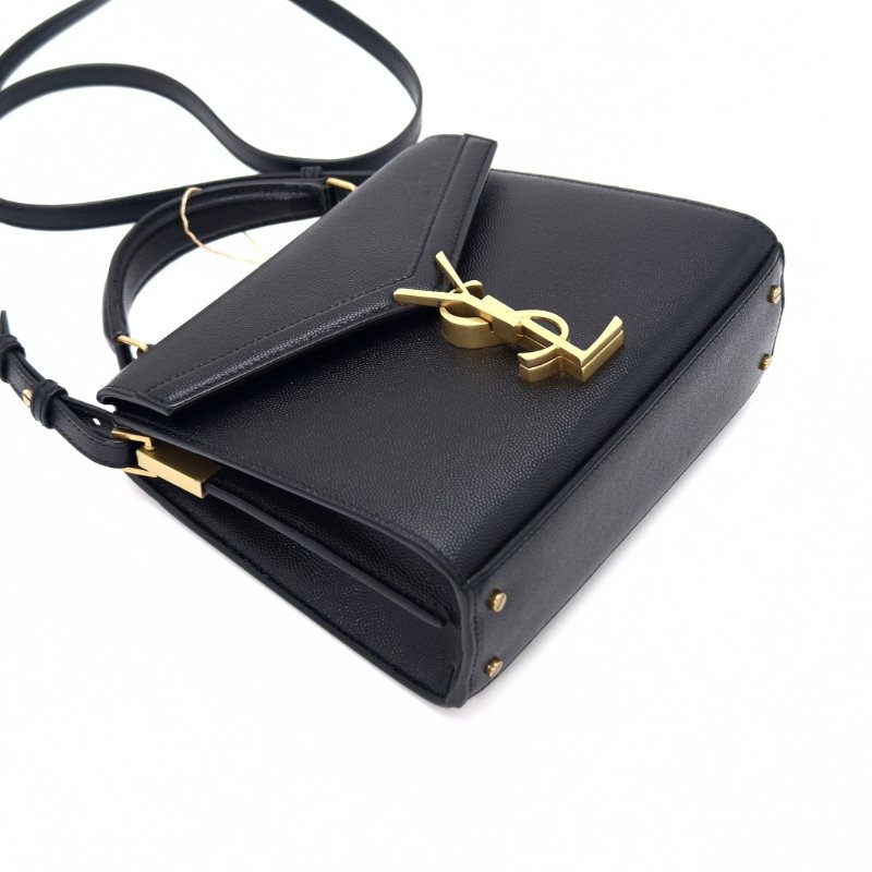 YSL CASSANDRA黑金魚子醬皮手提肩背信封包 20*16*7 98新配件塵袋-4