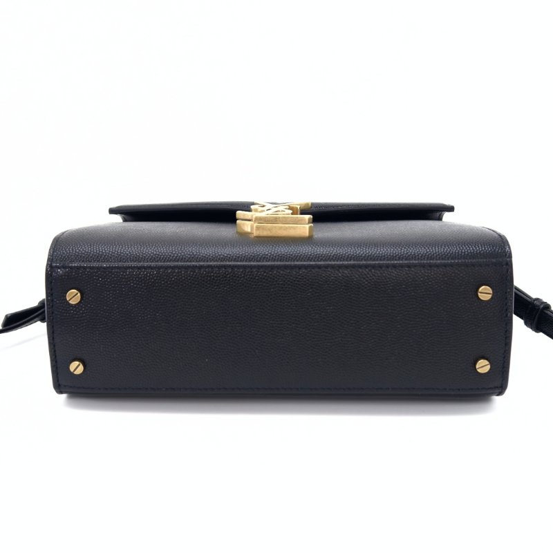 YSL CASSANDRA黑金魚子醬皮手提肩背信封包 20*16*7 98新配件塵袋-6
