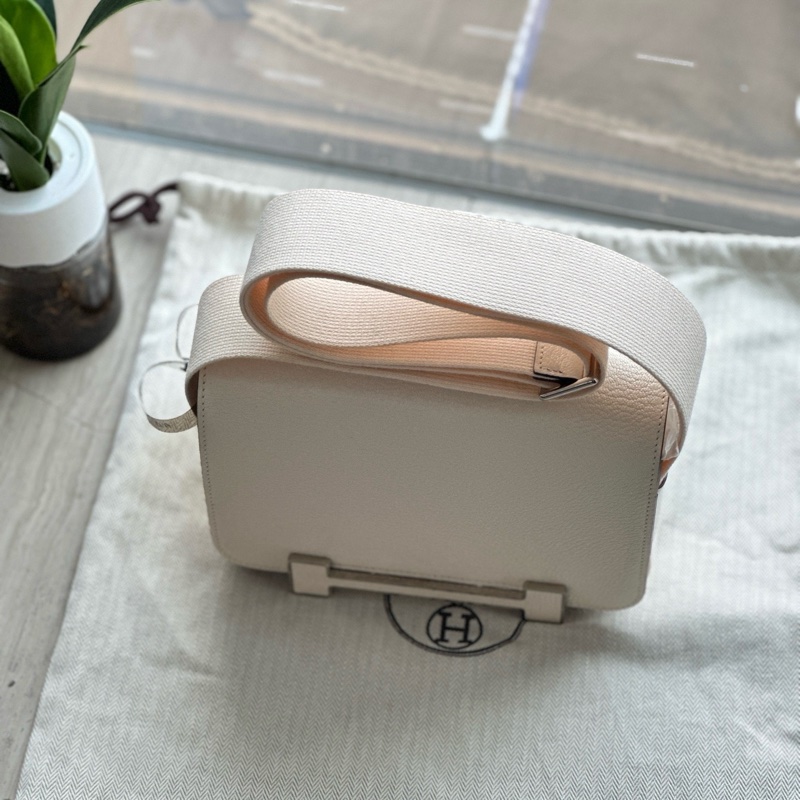 💖正品✨閒置新Hermes/愛馬仕 Gate 木屐包斜背包 奶油白 銀扣 U刻-4
