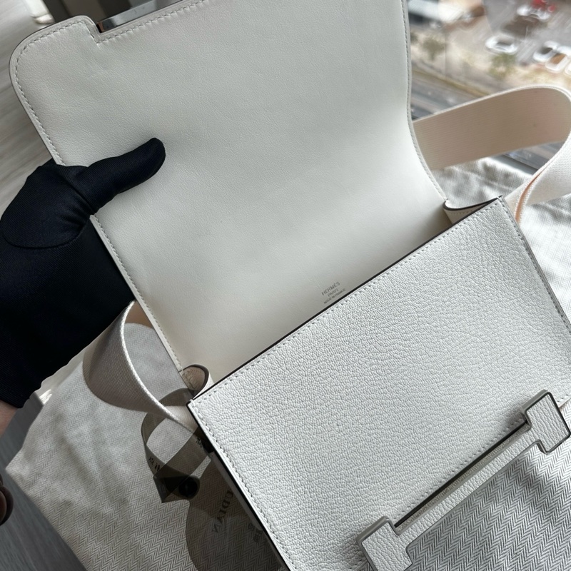 💖正品✨閒置新Hermes/愛馬仕 Gate 木屐包斜背包 奶油白 銀扣 U刻-5