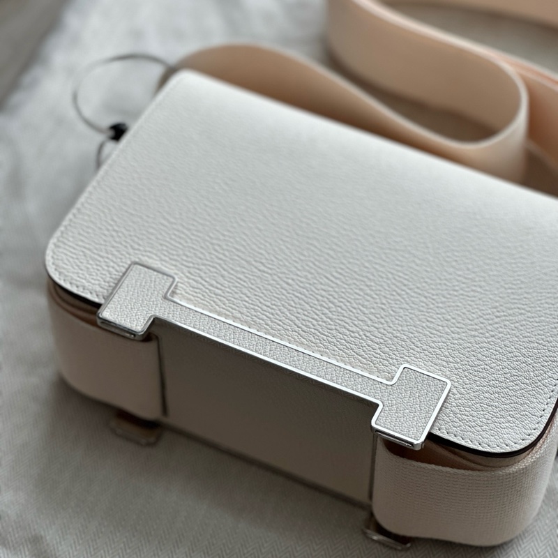 💖正品✨閒置新Hermes/愛馬仕 Gate 木屐包斜背包 奶油白 銀扣 U刻-8