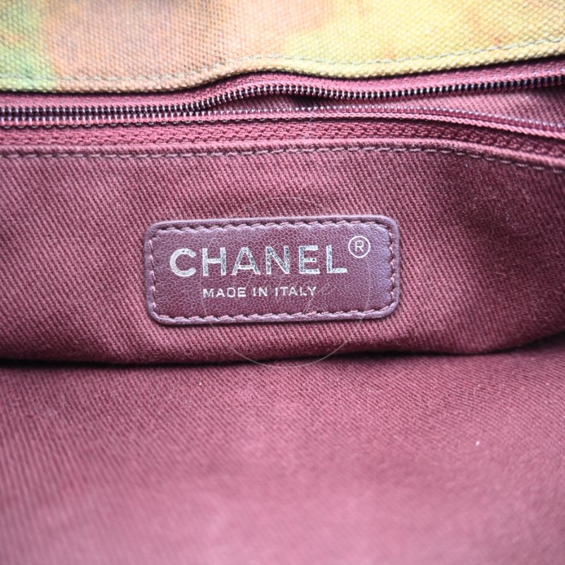 中古 Chanel 香奈兒 街頭塗鴉 水洗帆布 大號 多色 信差包-18