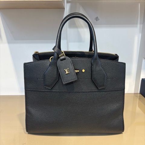 LV 黑牛皮City Steamer MM 手提包 M53015