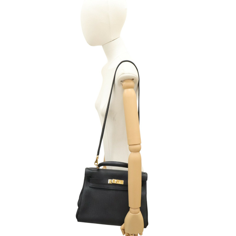 黑色 TOGO牛皮 Kelly 28 凱莉包 兩用包 A刻 金釦【HERMES 愛馬仕】-7