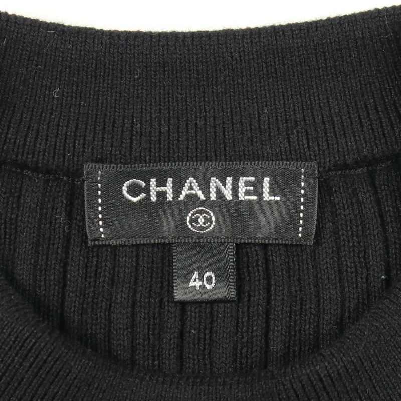 香奈兒 (CHANEL) Logo 短袖 T 卹 P70827K10079 純棉 黑色 二手 女款 40 碼-2
